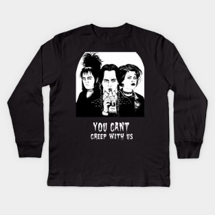 You Cant Creep With Us Wednesday Lydia Deetz Nancy Gothic Grunge Punk Spooky Halloween Gift Kids Long Sleeve T-Shirt